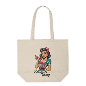 Retro Sassy And Saucy Custom Canvas Tote Bag